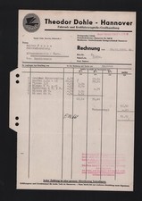 HANNOVER, Rechnung 1952, Theodor Dohle Fahrrad Kfz Fahrzeugteile Großhandlung