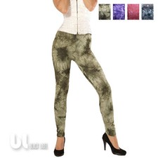 Leggings Batik Baumwolle Leggings Damen Vintage Leggings Retro Optik Treggings