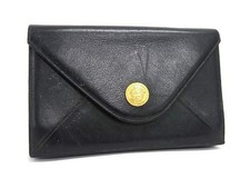 Gianni Versace Flap Wallet - Black Leather Unisex Gold Hardware