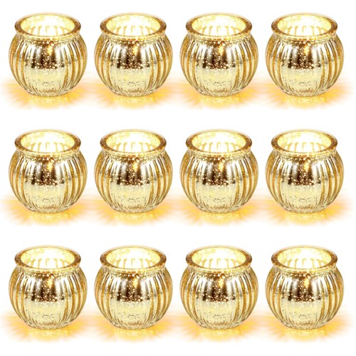 Teelichthalter glas gold set - glas, gold,