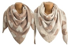 ❤ Damen Wendeschal Dreieck Tuch Schal Winter Herz kuschel weich creme sand ❤