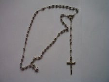 Traumhaft schöne Kinder Rosenkranz Kette aus silber farbenen Perlen NEU 