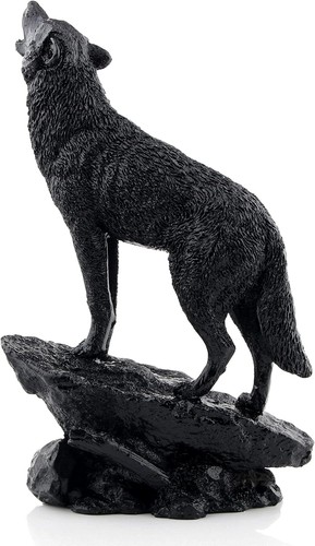 Schwarzer wolf skulptur - schwarzer, wolf-skulptur