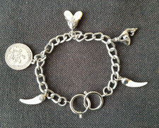 Anhängerkette für Hosen- und Lederhosen mit 3 Grandeln  einer Münze