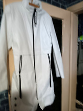 Herrenmantel Stehkragen lang Kunstleder weiss L/XL