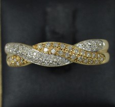 Funkelnder massiver 14 kt Gold und Diamant Halb Eternity Vorsteckring