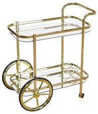Eleganter Servierwagen, Barwagen, 2 Klarglasplatten Getränkehalter, in 2 Farben