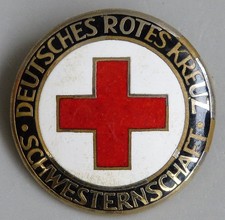 +++ EMAILLIERTE BROSCHE DER SCHWESTERNSCHAFT VOM DEUTSCHEN ROTEN KREUZ +++