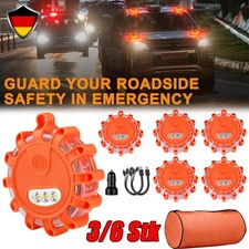 3/6 Stück LED Warnblinkleuchte Pannenleuchte Unfalllicht rotierend Warnleuchte