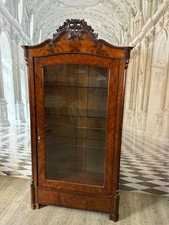 ANTIKE VITRINE SCHRANK LOUIS PHILIPPE 19 TES MAHAGONI FURNIER SPÄT BIEDERMEIER