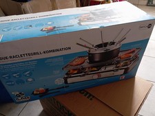  Fondue Raclette Grill Kombination, 1400W, Grillplatte 42x26cm