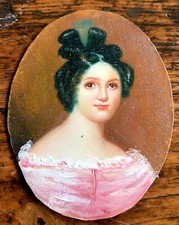Ölgemälde Lupenmalerei Miniatur Öl a. Malbrett Portrait im Biedermeier  Oval 9x7