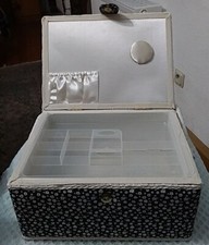 Vintage Nähkörbchen mit Griff Handarbeitskorb Nähkästchen Mehrfarbig 