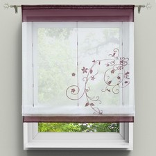 Raffrollo Weiß Raffgardine Bestickt Küche Fenstergardine Tunnelzug Modern Rollos