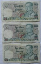 3 x 20 Baht Banknoten Thailand