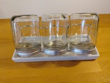 Eschenfelder Sprossenglas 3x 750 ml Set mit Abtropfschale weiß