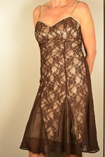 Dunkelbraunes Spitzenkleid Gr. 38 Kleid Spitze Laura Scott evening