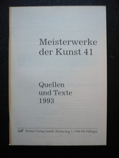 Kunstunterricht  Meisterwerke der Kunst 41 1993  Quellen und Texte Neckar Verlag