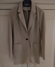 Zara Blazer Wildlederoptik Gr. L Creme offene Kanten zeitlos