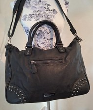 Marco Tozzi, Umhängetasche, Schwarz Shopper Handtasche Nieten  Tasche 