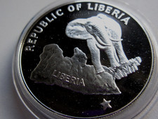 Liberia 5 Dollars 1973 " ELEPHANT  " Silber / PP / Proof