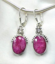 Rubin Ohrhänger 925 Silber Klappbrisur facettierte Edelsteine Antikdesign UNIKAT