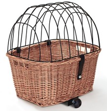 XL Hundefahrradkorb aus Weide für Gepäckträger mit Gitter eckig 50x38 cm Natur