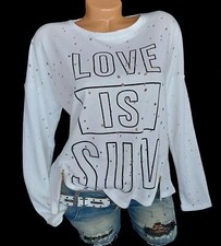 Damen Langarmshirt T-Shirt Weich ausgefallen destroyed Look  Cremeweiß   36 38