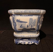 Pflanztopf Blumentopf mit Untersetzer Sockel Bonsai chinesisch blau weiß