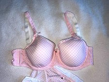 Ulla Popken BH, Bügel BH, ohne Slips, Vichy Karo, zart rose, Gr. 90D