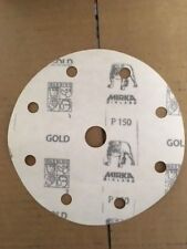 100-Stück MIRKA Schleifscheiben rund Ø 150 mm 9-fach gelocht P150 Klett Gold