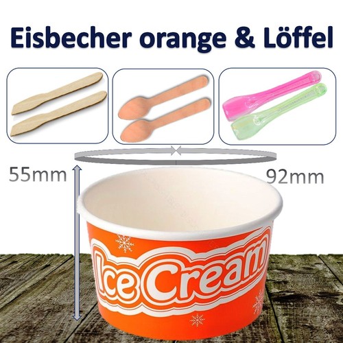 Eisbecher papier orange mittel - eisbecher,