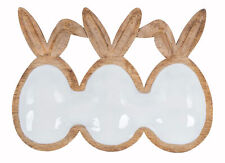 Deko Schale L26cm Ostereier Hasenohren Mangoholz Natur Weiß Osterdeko Tischdeko