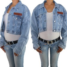 Damen Bolero Kurze Jeansjacke Damenjacke Denim Jeans Jacket Übergangsjacke Blau