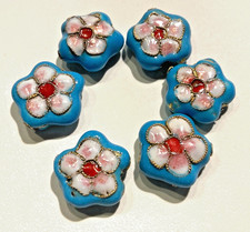 6 Cloisonné Perlen Blumen