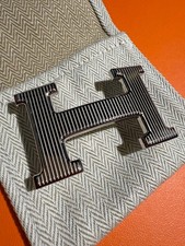 Echte tolle gestreifte Palladium Gürtelschnalle - HERMES - 32"