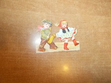 ALTES GLANZBILD / OBLATE / JUNGE MIT SAXOPHON  / TANZENDES MÄDCHEN