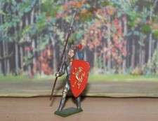 antike Zinnfiguren - Ritter zu Fuß 3 , Heyde ? , Fabrikbemalung