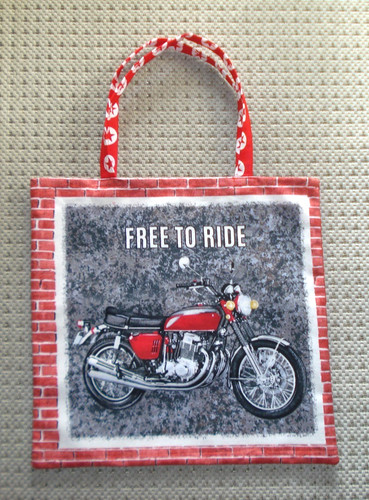 Stofftasche 28x27cm motorrad - -,