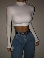 HABO Damen Rollkragen Crop Top