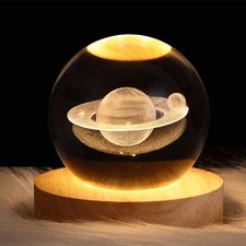 USB 3D Mond Planet Globe Galaxy Nachtlicht Kristallkugel Tischlampe Nachttisch