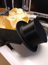 Antiker Franz. Klappzylinder Hut Chapeau Claque+Hutschachtel Gr. 58 ca. 1930/50