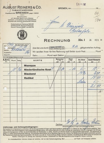 Rechnung august reiners co - reiners, &