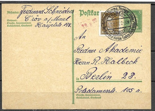 1927 ganzsachenpostk p 170 - dr, ganzsachenpostk.
