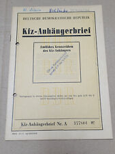 DDR KFZ Anhängerbrief Schlauchhaspel HF Anhänger VEB Feuerlöschg. Görlitz 1969
