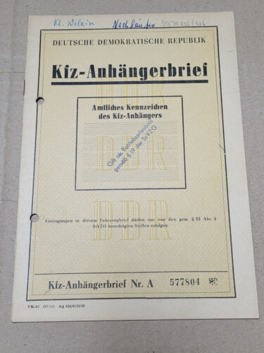 Ddr kfz anhängerbrief - ddr,
