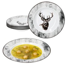 6er Set Alois Suppenteller 180ml Porzellan 6 Personen tiefe Teller Pasta Hirsch