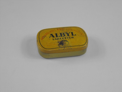 Alte kleine blechdose albyl - blechdose,
