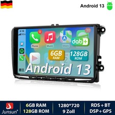 Carplay DAB+ 6+128GB Für Golf 5 6 Tiguan Crafter Passat Autoradio Navi WIFI BT