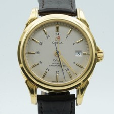 OMEGA DE VILLE AUTOMATIK GMT HERREN UHR 39MM SCHÖN 18K 750 MASSIV GOLD 41333000